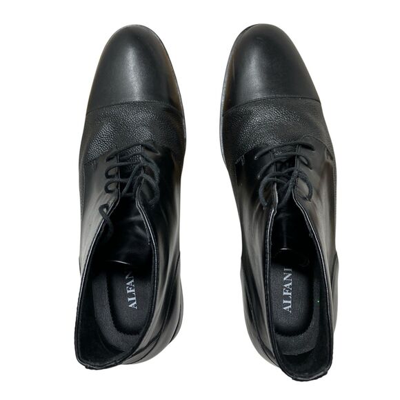 Alfani Mens‎ 9.5 Cap Toe Leather Ankle Boots Black Textured Dress Lace Up READ* main image 11